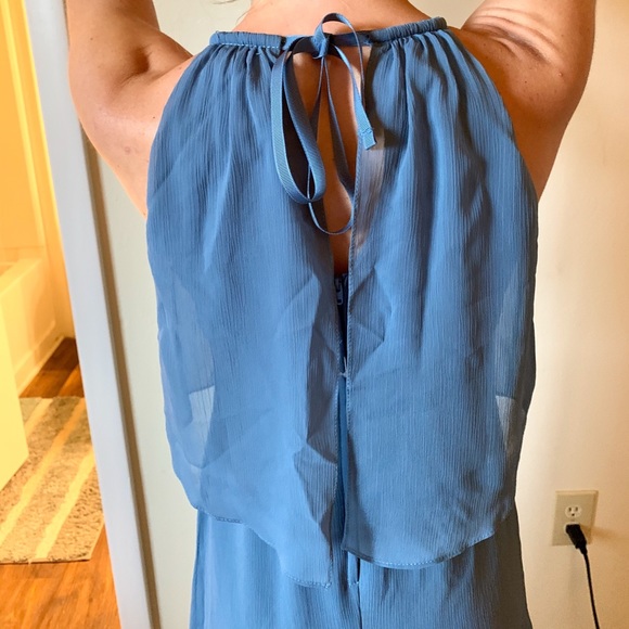 David’s Bridal Junior Bridesmaid Dress Steel Blue - Picture 4 of 8